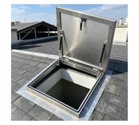 Trappe de toit robuste, panneau de sol en acier inoxydable, porte d'accès résistante aux intempéries avec entretoises pour usage industriel (89,9 x 89,9 cm)
