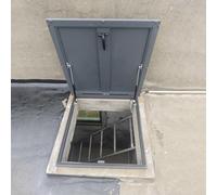 Trappe de toit, tôle galvanisée à cadre en aluminium, tige de support hydraulique, porte de sécurité de toit avec poignée de type interrupteur(23x40in(58.4x101.6cm))