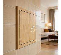 Trappe de Visite Couvercle de Panneau D'accès Carré Motif Bois, Panneau D'accès Métallique pour Câblage et Câbles, Plaque de Trou D'inspection Murale/plafond(Dark Wood,20x20cm(7.9x7.9″))