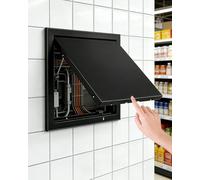 Trappe de Visite Panneau d'Accès en Aluminium Noir avec Loquet Tactile, Couvercle de Service d'Inspection Plomberie à Pousser pour Ouvrir, Plaque Porte Rabat Magnétique(14x14in (35x35cm))