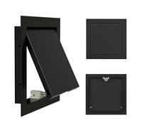 Trappe de Visite Porte D'inspection de Plafond avec Cadre en Aluminium, Panneau D'accès Métallique, Interrupteur à bouton-poussoir, Plaque de Visite de Plomberie, Installation Facile(Black,20x50cm)