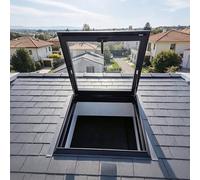 Trappe de Visite, Trappe d'accès au Toit avec Vitrage, Fenêtre de Toit en Alliage Aluminium Ouverte à 90°, pour Combles et Entretien Toiture Inclinée(80 * 80cm/31.5 * 31.5in)