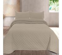 Pierre Cardin EGNA Couvre-lit boutis de mi-saison avec rembourrage fin. Dimensions lit 150 (250 x 270 cm). Toucher soie 100 % microfibre de polyester. Comprend deux taies d'oreiller (50 x 70 cm)