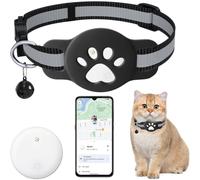 Traqueur Bluetooth compatible avec Google Find My (Android uniquement), traqueur pour animaux de compagnie, traqueur de localisation pour chat avec support, collier pour chat tag with pink collar