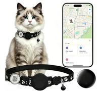 Traqueur de chat avec code QR - Collier GPS pour chats - Localisateur électronique étanche - Compatible avec Apple Find My - Sans frais mensuels - Idéal pour les chats de petite et grande taille