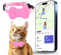 Traqueur de chat étanche pour chats, collier de suivi GPS pour chat avec boucle élastique de sécurité, compatible avec l'application Apple Find My (uniquement iOS), pas de frais mensuels, rose