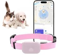 Traqueur pour chat, chien, animal de compagnie, collier de suivi GPS pour petits chats, sans frais mensuels, compatible avec Apple Find (compatible iOS/Android), collier de suivi GPS pour chat (rose)