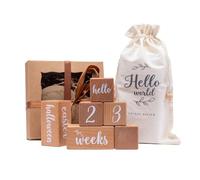 Traqueurs d'âge multifonctionnels en bois pour bébé avec accessoires photo mensuels et affichage de crèche - Accessoires de cosplay - Ensemble de décoration photo pour bébé