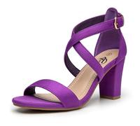 Trary Sandales pour femme, blanc, talon carré, sangle de cheville, pointure 38-45, pour occasions formelles, violet, 38.5 EU