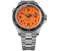 Traser Montre à Quartz analogique pour Homme avec Bracelet en Acier Inoxydable 109379, Argenté/Noir/Orange, Bracelet