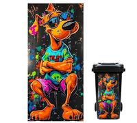 Trash Can Sticker - 82x47cm Funny Waterproof Garbage Bin Wrap, Colorful | with 82x47cm Large Size, Colorful Dog Design, Waterproof Adhesive Sticker for Trash Bins, Driveway, Garden, Garage, Patio