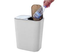 Trash Can - Two Compartment Trash Bin | duals Compartments Waste Basket, Press Dry Wet Separation, Waste Lids Detachable Rubbish Bin with Wheels Kitchen Garbage Can for Living Room, Bathroom, Kitchen