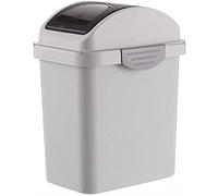 Trash Can with Lid Rectangular Wastebaskets Top Cover Type Garbage Container Dust Bin for Home Kitchen Bathroom (Color : Light Grey Size : 6x9x17inch) (Light Grey 6x9x13inch)
