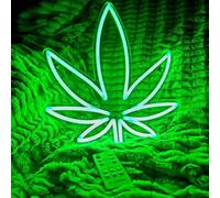 Trash Design Enseigne Lumineuse Néon LED Feuille Chanvre Weed Cannabis télécommande - Panneau lumineux mural ambiance et décoration intérieure - Alimentation USB - Niveau de luminosité réglable