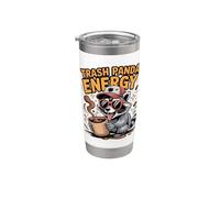 Trash Panda Energy Funny Coffee Raccoon Vibes Gobelet isotherme en acier inoxydable double paroi