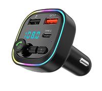 Trasmettitore FM Bluetooth 5.3 per Auto, Adattatore Audio Radio, QC3.0 Wireless Kit MP3, 2 Porte USB e 1 Type-c, Chiamata Vivavoce, Supporta USB/TF/Micro SD