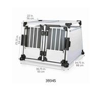 Trasportino in alluminio doppio M-L 93×64×88cm argento/grigio chiaro Trixie