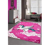 Traum Enfants Jeu de Tapis Enfants Tapis Tapis Conception Licorne avec Contour coupé Rose Crème Turquoise Größe 80x150 cm