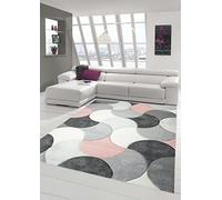 Traum Tapis Design et Moderne à Poil Court Motif de Gouttes Rose Gris Beige Größe 120x170 cm