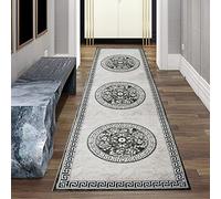 Traum Tapis d'Orient avec Fil Scintillant | Bordures & Ornements | Gris crème 80x300 cm