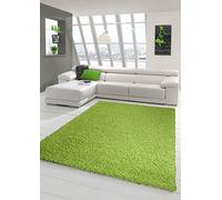 Traum Tapis Shaggy Moquette Poils Haut & Pile Longue très Doux Vert Unicolore 140 x 200 cm