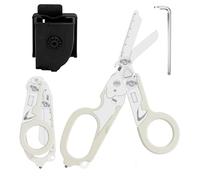 Trauma Ciseaux de sauvetage 6 en 1, pliables, pour les urgences, les pansements, avec coque K, clé pour services d'urgence professionnels, camping en plein air (blanc)