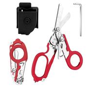Trauma Ciseaux de sauvetage 6 en 1 pliables Trauma Ciseaux d'urgence, ciseaux à pansements avec coque K, clé pour services d'urgence professionnels, camping en plein air (rouge)