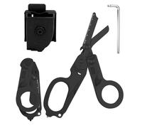 Trauma Ciseaux de sauvetage 6 en 1 pliables Trauma Ciseaux d'urgence, ciseaux à pansements avec coque K, clé pour services d'urgence professionnels, camping en plein air (noir pur)