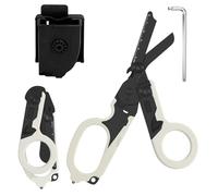 Trauma Ciseaux de sauvetage 6 en 1 pliables Trauma Ciseaux d'urgence, ciseaux à pansements avec coque K, clé pour services d'urgence professionnels, camping en plein air (noir et blanc)