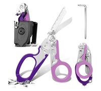Trauma Ciseaux de sauvetage 6 en 1 pliables Trauma Ciseaux d'urgence, ciseaux à pansements avec coque K, clé pour services d'urgence professionnels, camping en plein air (double violet)