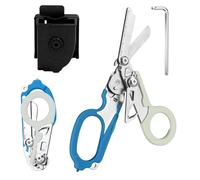 Trauma Ciseaux de sauvetage 6 en 1 pliables Trauma Ciseaux d'urgence, ciseaux à pansements avec coque K, clé pour services d'urgence professionnels, camping en plein air (bleu et gris)