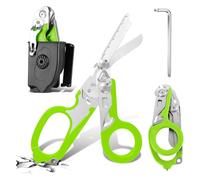 Trauma Ciseaux de sauvetage 6 en 1 pliables Trauma Ciseaux d'urgence, ciseaux à pansements avec coque K, clé pour services d'urgence professionnels, camping en plein air (vert)