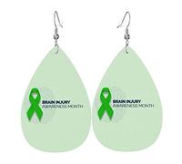 Traumatisme crânien sensibilisation mois boucles d'oreilles en cuir pour femmes balancent boucle d'oreille goutte pendentif avec crochet cadeaux pour fille adulte