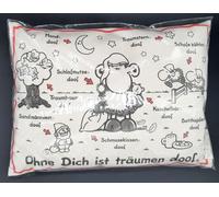 Traumhafte Genusswelten Coussin en pin Sheepworld - 19 x 26 cm - « Ohne Dich ist träumen Doof »