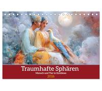 Traumhafte Sphären - Mensch und Tier in Symbiose (Tischkalender 2026 DIN A5 quer), CALVENDO Monatskalender: Friedvolle Verbindungen