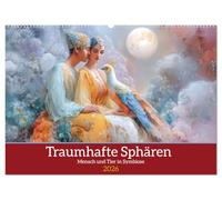 Traumhafte Sphären - Mensch und Tier in Symbiose (Wandkalender 2026 DIN A2 quer), CALVENDO Monatskalender: Friedvolle Verbindungen