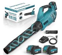 Traumheim Souffleur à feuilles électrique sans fil à 3 vitesses avec 2 batteries 4,0 Ah/21 V, batteries 1200 m³/h, pour jardin, feuilles, poussière et neige