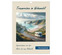 Traumreisen im Wohnmobil (Wandkalender 2026 DIN A4 hoch), CALVENDO Monatskalender: Mit dem Wohnmobil durch traumhafte Landschaften von Italien über ... Portugal. Die Bilder wurde mit KI erstellt.