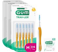 Trav-Ler Interdental BrushesDeep Cleaning Between TeethFoldable HandlePlaque Removal1.3 Mm,Iso 4Size MPack Of 3 X 6 (+ 1 Free Sample)