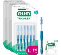 Trav-Ler Interdental BrushesDeep Cleaning Between TeethFoldable HandlePlaque Removal1.6 Mm,Iso 5Size LPack Of 3 X 6 (+ 1 Free Sample)