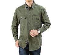 Travail Chemise Homme Moderne Urbain Simplicité Couleur Unie Casual Shirt Homme Classique Slim Fit Revers Patte Boutonnage Manches Longues Shirt Homme avec Poches Basic Shirt Homme D-Army Green XXL