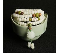 Travail Manuel 108 Perles bouddhistes Bodhi Blanc Matériaux Lisses naturels Cadeaux de Bijoux Exquis pour Unisexe (Couleur métallique: D)