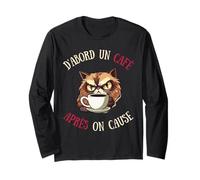 Travail Pause café Chat énervé Lundi Matin Humoristique Manche Longue