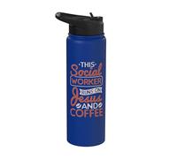 Travail social Ce travailleur social fonctionne sur Jésus et le café Stainless Steel Insulated Water Bottle