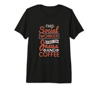 Travail Social Ce travailleur Social Fonctionne sur Jésus et Le café T-Shirt Haut de Gamme