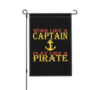 Travaille Comme Un Capitaine, Joue Comme Un Pirate Drapeau De Jardin Décoratif Drapeaux Double Face Bannière Pour Toutes Les Saisons Fêtes Dortoirs 30X45cm