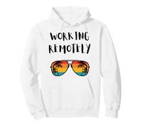 Travailler à Distance - Bureau à Domicile, travailleur à Distance, Plage, Palmier Sweat à Capuche