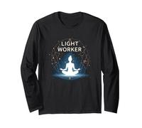 Travailleur de lumière : méditation spirituelle Cosmique Manche Longue, Unisexe pour Adultes, Noir, M