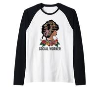 Travailleur Social Femme Noire Afro Afro American Teacher Manche Raglan