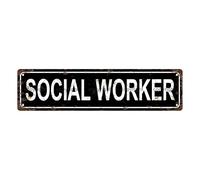 TRAVAILLEUR SOCIAL Plaque en métal vintage, panneaux de rue, décoration murale pour maison, salle de bain, bar, café, garage, 40,6 x 10,2 cm